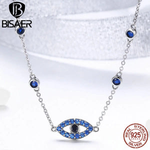 925 Silver Lucky Eyes Necklace Pendant Female Collar Jewelry Gift