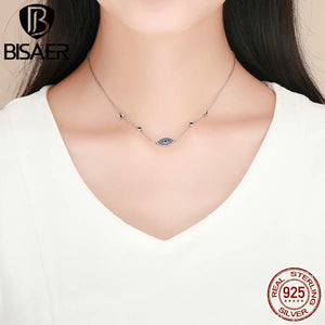 925 Silver Lucky Eyes Necklace Pendant Female Collar Jewelry Gift