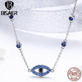 925 Silver Lucky Eyes Necklace Pendant Female Collar Jewelry Gift