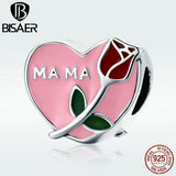 925 Silver Mama Love Heart Beads Fit Bracelet