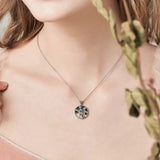 925 Silver Tree Of Life Pendant Necklace Green & Zircon Chain