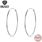 925 Sterling Silver Big Circle Women Stud Earrings ECE598