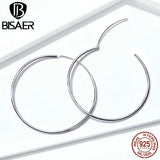 925 Sterling Silver Big Circle Women Stud Earrings ECE598