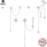 925 Silver Stars Tassel Stud Earrings EFE431
