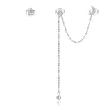 925 Silver Stars Tassel Stud Earrings EFE431