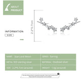 925 Sterling Silver Stars & Moon Stud Earrings with Zircon