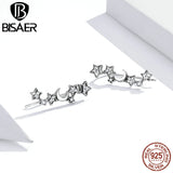 925 Sterling Silver Stars & Moon Stud Earrings with Zircon