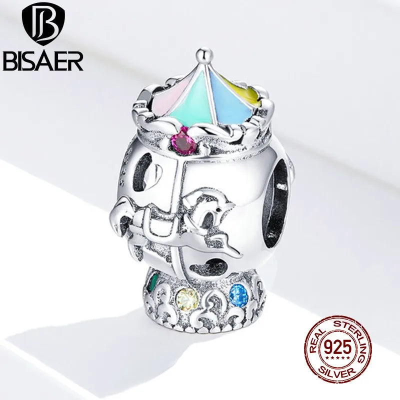 925 Silver Carousel Toy Charms Merry-go-round Beads