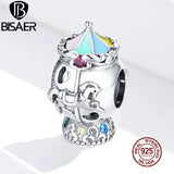 925 Silver Carousel Toy Charms Merry-go-round Beads