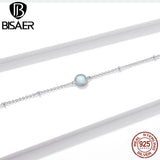 925 Silver Opal Chain Bracelet Lobster Clasp