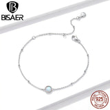 925 Silver Opal Chain Bracelet Lobster Clasp