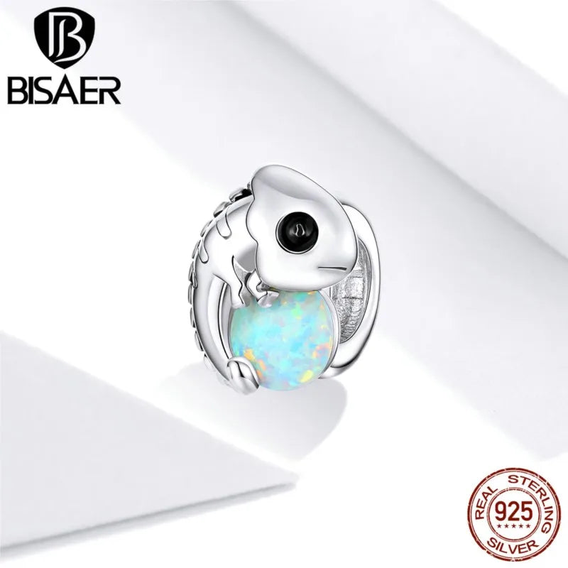 Sterling Silver Chameleon Opal Charm for Bracelet Necklace
