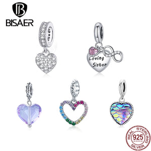 925 Sterling Silver Heart CZ Beads Pendant for Women
