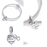 925 Sterling Silver Heart CZ Beads Pendant for Women