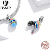 925 Silver Lucky Eggs Rabbit Robot Pendant Beads DIY Jewelry