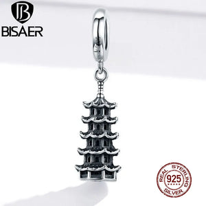 Chinese Tower Charms 925 Silver Jewelry ECC1544
