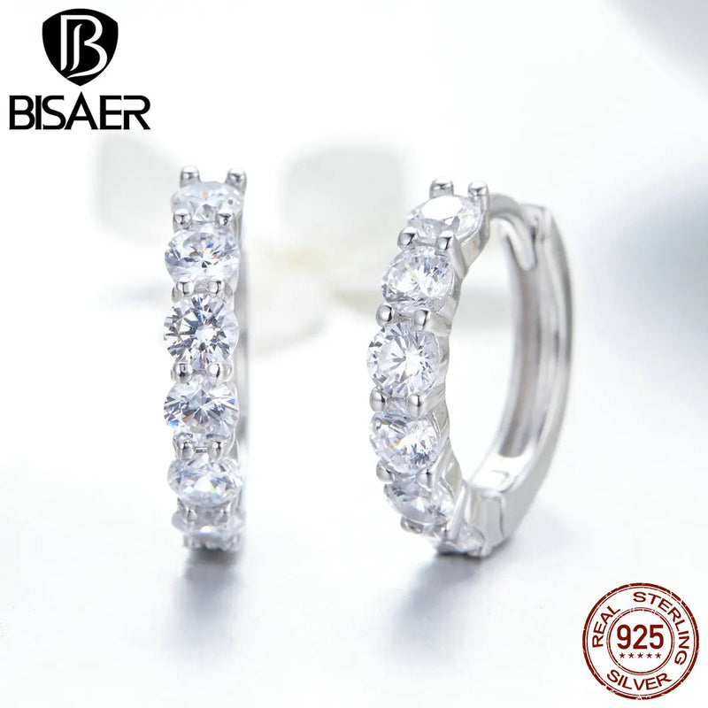 925 Silver Round Circle Stud Earrings CZ Small Earrings