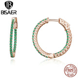 925 Silver Green CZ Circle Stud Earrings Wedding Jewelry