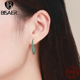 925 Silver Green CZ Circle Stud Earrings Wedding Jewelry