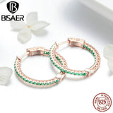 925 Silver Green CZ Circle Stud Earrings Wedding Jewelry