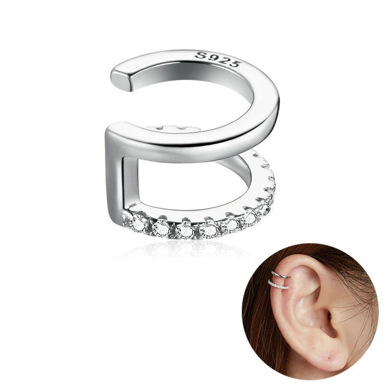 Classical 925 Sterling Silver Ear Cuff Clip Earrings For Women