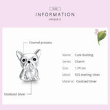 925 Silver Bulldog Puppy Bead Pendant for Jewelry