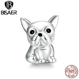 925 Silver Bulldog Puppy Bead Pendant for Jewelry