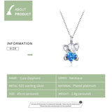 Elephant Necklace 925 Sterling Silver Zircon Long Chain Link For Women
