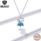 Elephant Necklace 925 Sterling Silver Zircon Long Chain Link For Women