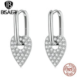 925 Silver Heart Square Earrings Zircon Studs Wedding Jewelry