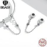 Vintage Flower Safety Chain 925 Silver Pendant