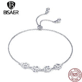 925 Sterling Silver Pet Paw Bracelet Platinum Plated Adjustable Chain