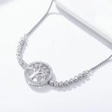 925 Sterling Silver The Tree Of Life CZ Bracelet Platinum Adjustable Chain