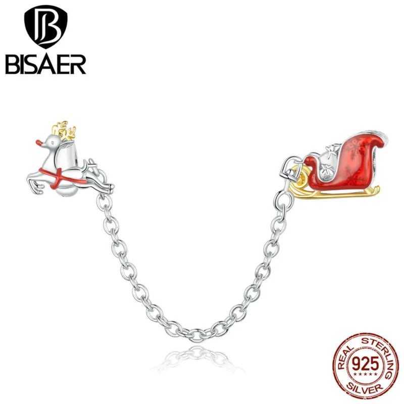 Car Safety Chain 925 Sterling Silver Christmas Beads DIY Bracelet Necklace