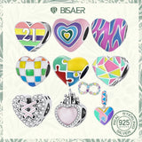 Colorful Love Mom Heart Charm 925 Sterling Silver Pendant