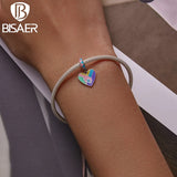Colorful Love Mom Heart Charm 925 Sterling Silver Pendant