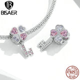 Heart Clover Key Charms Love Lock Pendant 925 Sterling Silver