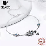 925 Sterling Silver Lucky Fatima Hand Guardian Hamsa Hand Women Silver Bracelets