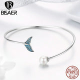 925 Silver Mermaid's Tail Tear Cuff Bracelet for Women