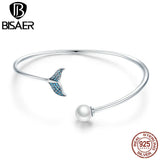 925 Silver Mermaid's Tail Tear Cuff Bracelet for Women