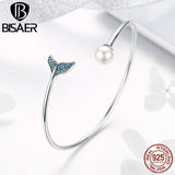 925 Silver Mermaid's Tail Tear Cuff Bracelet for Women