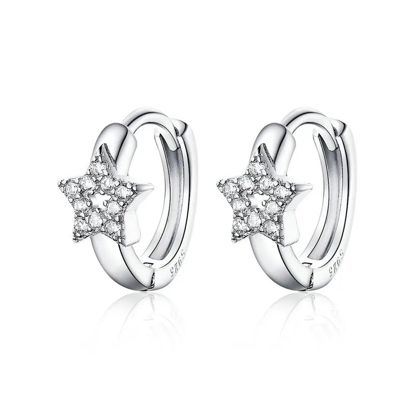 925 Silver Round Circle Earrings CZ Stud Earring Silver Jewelry