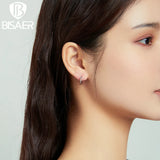 925 Silver Round Circle Earrings CZ Stud Earring Silver Jewelry