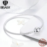 925 Sterling Silver Snake Chain Love Bracelet Round Clasp ECB105
