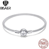 925 Sterling Silver Snake Chain Love Bracelet Round Clasp ECB105