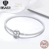 925 Sterling Silver Snake Chain Love Bracelet Round Clasp ECB105