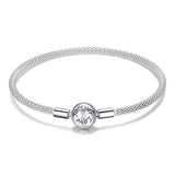 925 Sterling Silver Snake Chain Love Bracelet Round Clasp ECB105