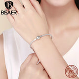 925 Sterling Silver Snake Chain Love Bracelet Round Clasp ECB105