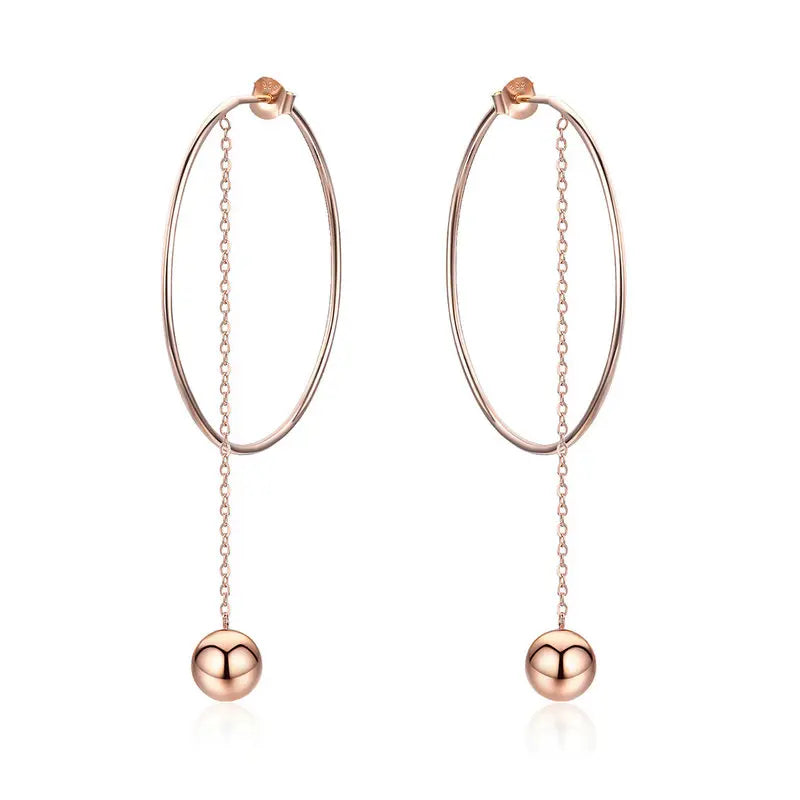 925 Silver Circle Rose Line Drop Earrings Women Silver Jewelry