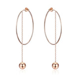 925 Silver Circle Rose Line Drop Earrings Women Silver Jewelry